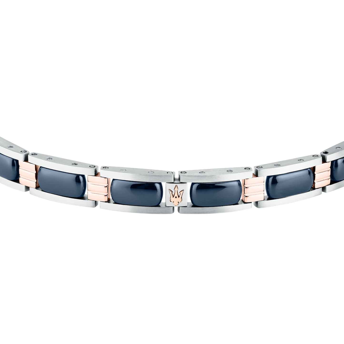 Bracciale Uomo Maserati Ceramic a Catena in Acciaio e Ceramica Blu con Dettagli Rose Gold JM426ATZ101 - Maserati