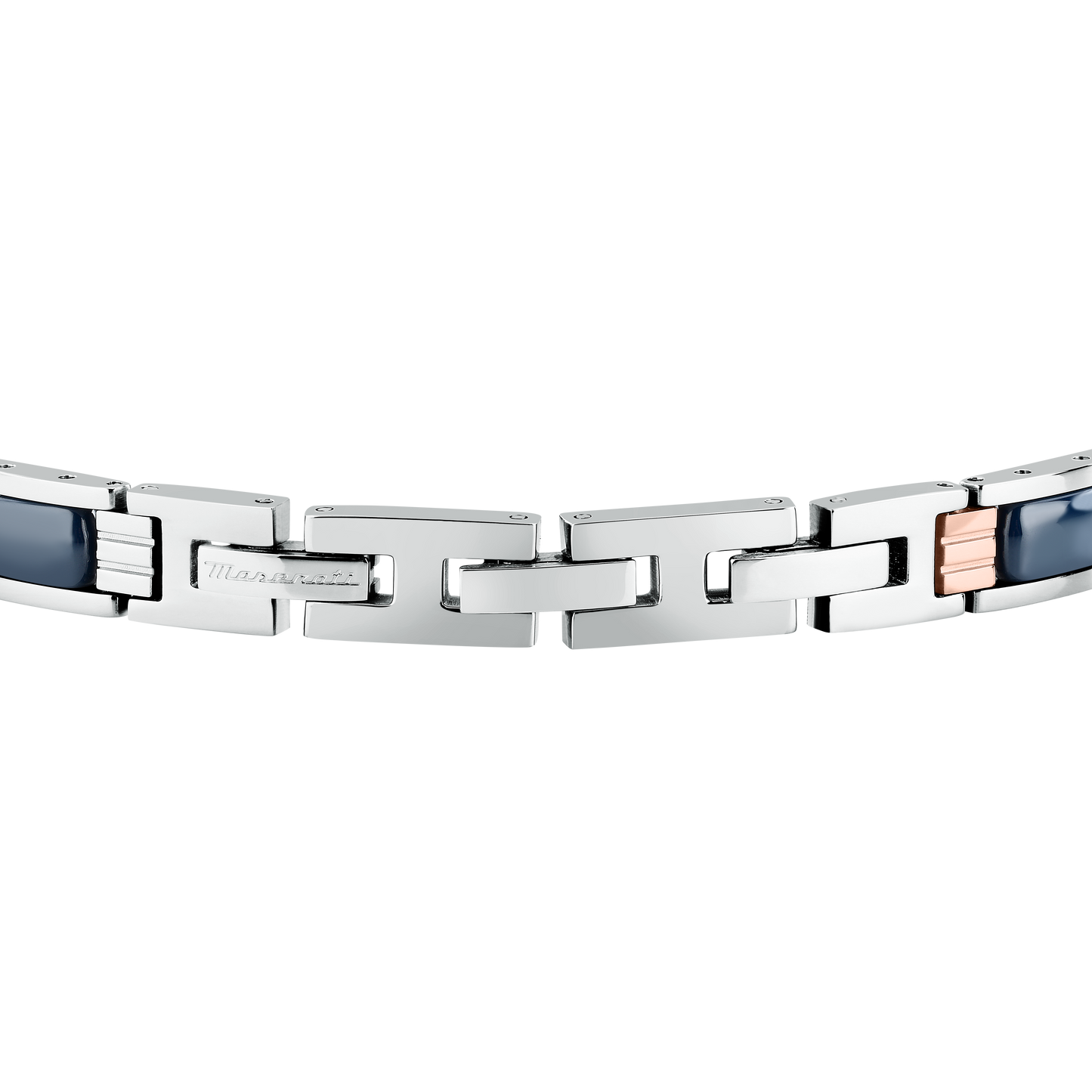 Bracciale Uomo Maserati Ceramic a Catena in Acciaio e Ceramica Blu con Dettagli Rose Gold JM426ATZ101 - Maserati
