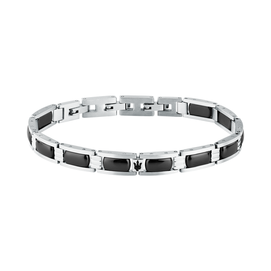 Bracciale Uomo Maserati Ceramic a Catena in Acciaio e Ceramica Nera con Tridente JM426ATZ102 - Arena Gioielli - Maserati