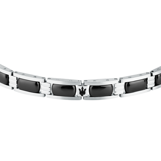 Bracciale Uomo Maserati Ceramic a Catena in Acciaio e Ceramica Nera con Tridente JM426ATZ102 - Arena Gioielli - Maserati