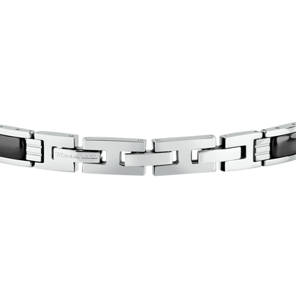 Bracciale Uomo Maserati Ceramic a Catena in Acciaio e Ceramica Nera con Tridente JM426ATZ102