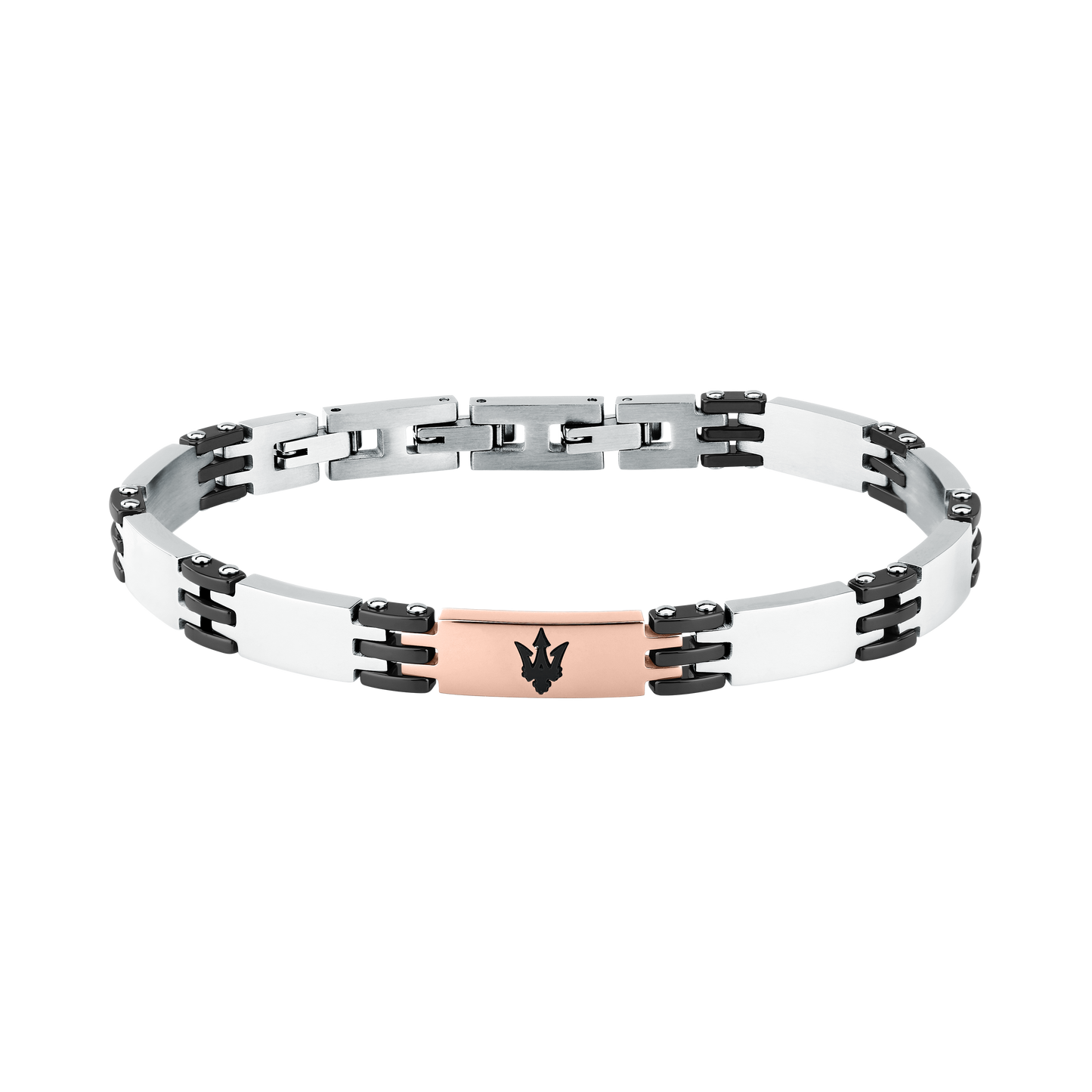 Bracciale Uomo Maserati Ceramic a Catena in Acciaio e Ceramica con Dettagli Rose Gold e Neri JM426ATZ103 - Maserati