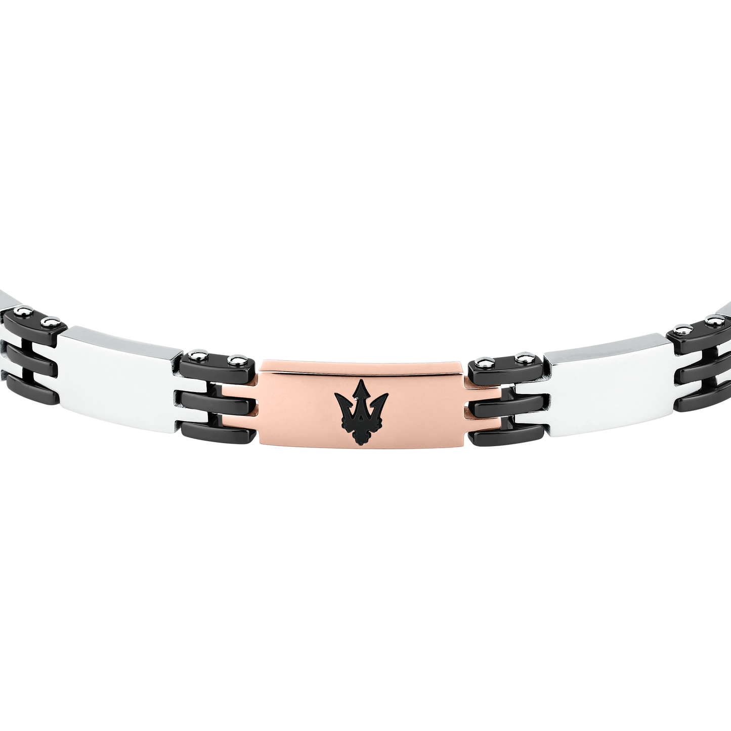 Bracciale Uomo Maserati Ceramic a Catena in Acciaio e Ceramica con Dettagli Rose Gold e Neri JM426ATZ103 - Maserati