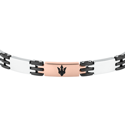 Bracciale Uomo Maserati Ceramic a Catena in Acciaio e Ceramica con Dettagli Rose Gold e Neri JM426ATZ103