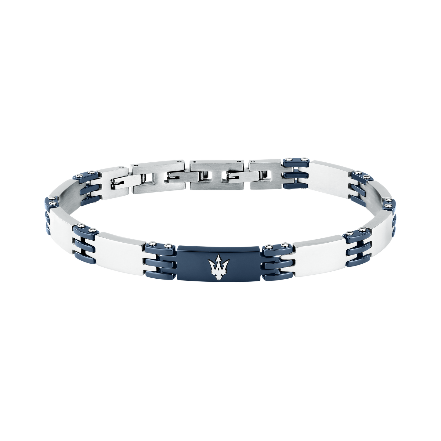 Bracciale Uomo Maserati Ceramic a Catena in Acciaio e Ceramica Chiara con Dettagli Blu JM426ATZ104 - Maserati