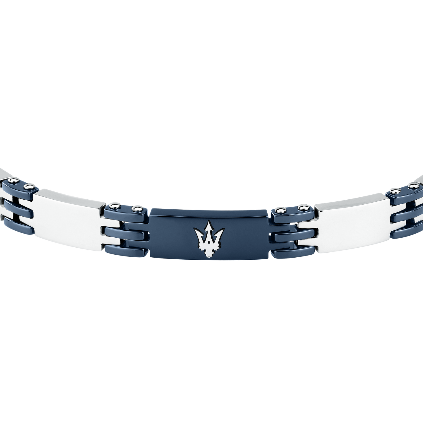 Bracciale Uomo Maserati Ceramic a Catena in Acciaio e Ceramica Chiara con Dettagli Blu JM426ATZ104 - Maserati