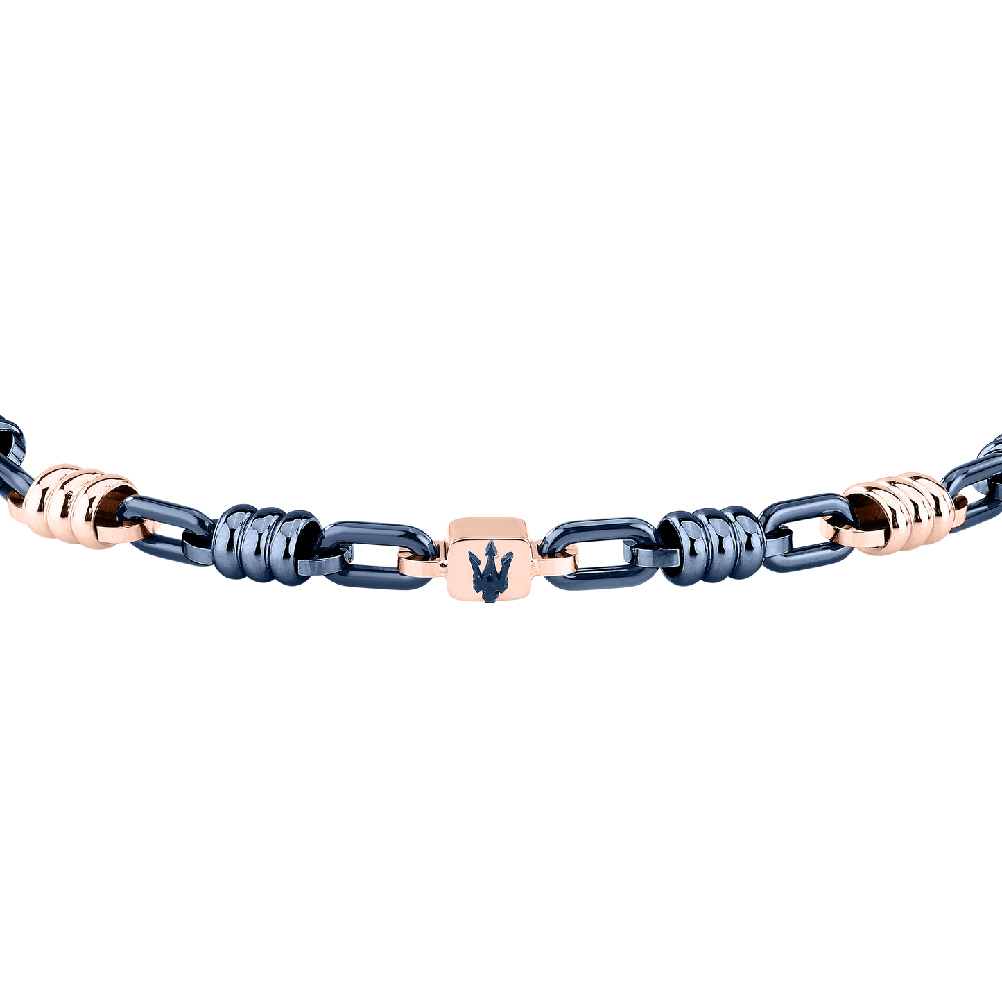 Bracciale Uomo Maserati Ceramic Catena in Acciaio Blu e Dettagli Rose Gold JM426ATZ90 - Maserati