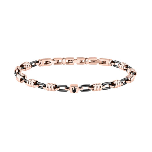 Bracciale Uomo Maserati Ceramic in Acciaio Nero e Dettagli Rose Gold con Tridente JM426ATZ91 - Arena Gioielli - Maserati