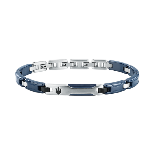 Bracciale Uomo Maserati Ceramic in Ceramica Blu e Acciaio con Tridente JM426ATZ94 - Arena Gioielli - Maserati