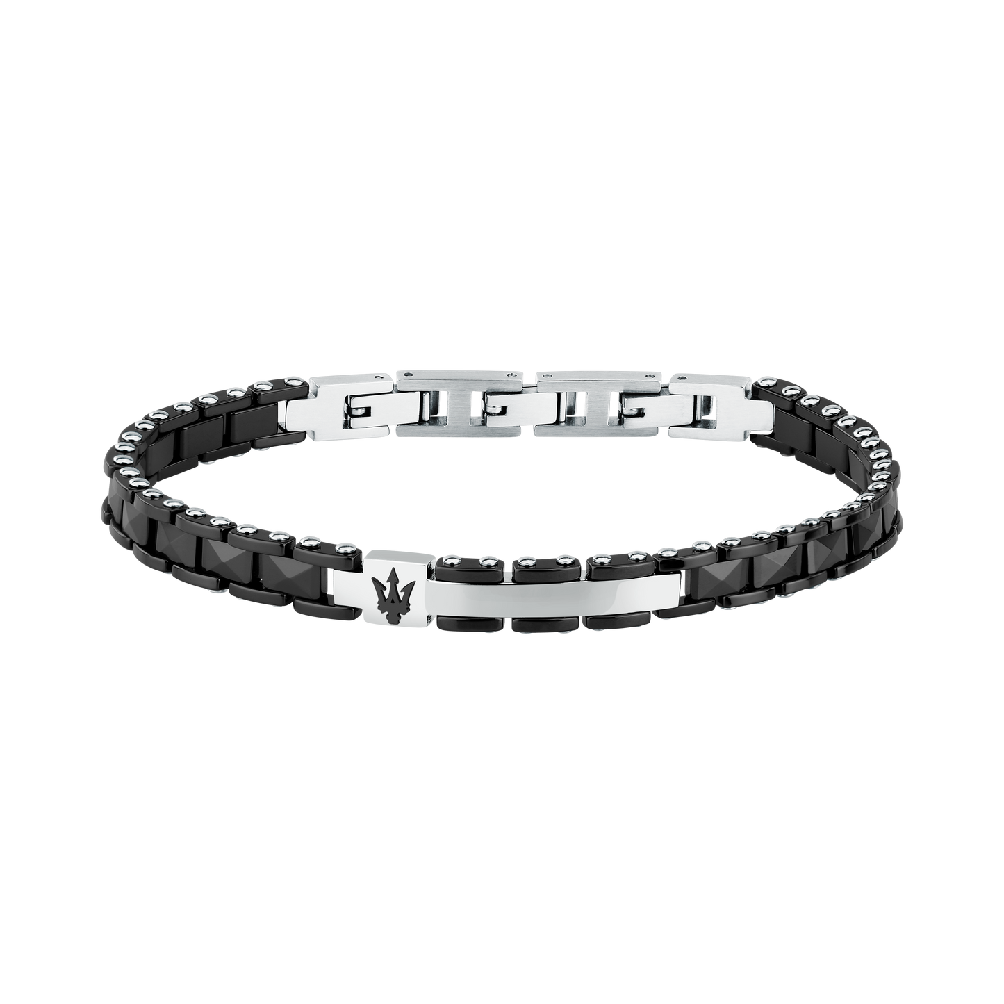 Bracciale Uomo Maserati Ceramic a Catena in Acciaio e Ceramica Nera con Tridente JM426ATZ95 - Maserati