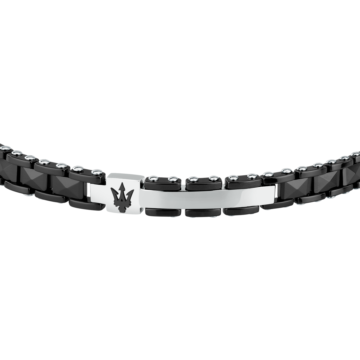 Bracciale Uomo Maserati Ceramic a Catena in Acciaio e Ceramica Nera con Tridente JM426ATZ95 - Maserati