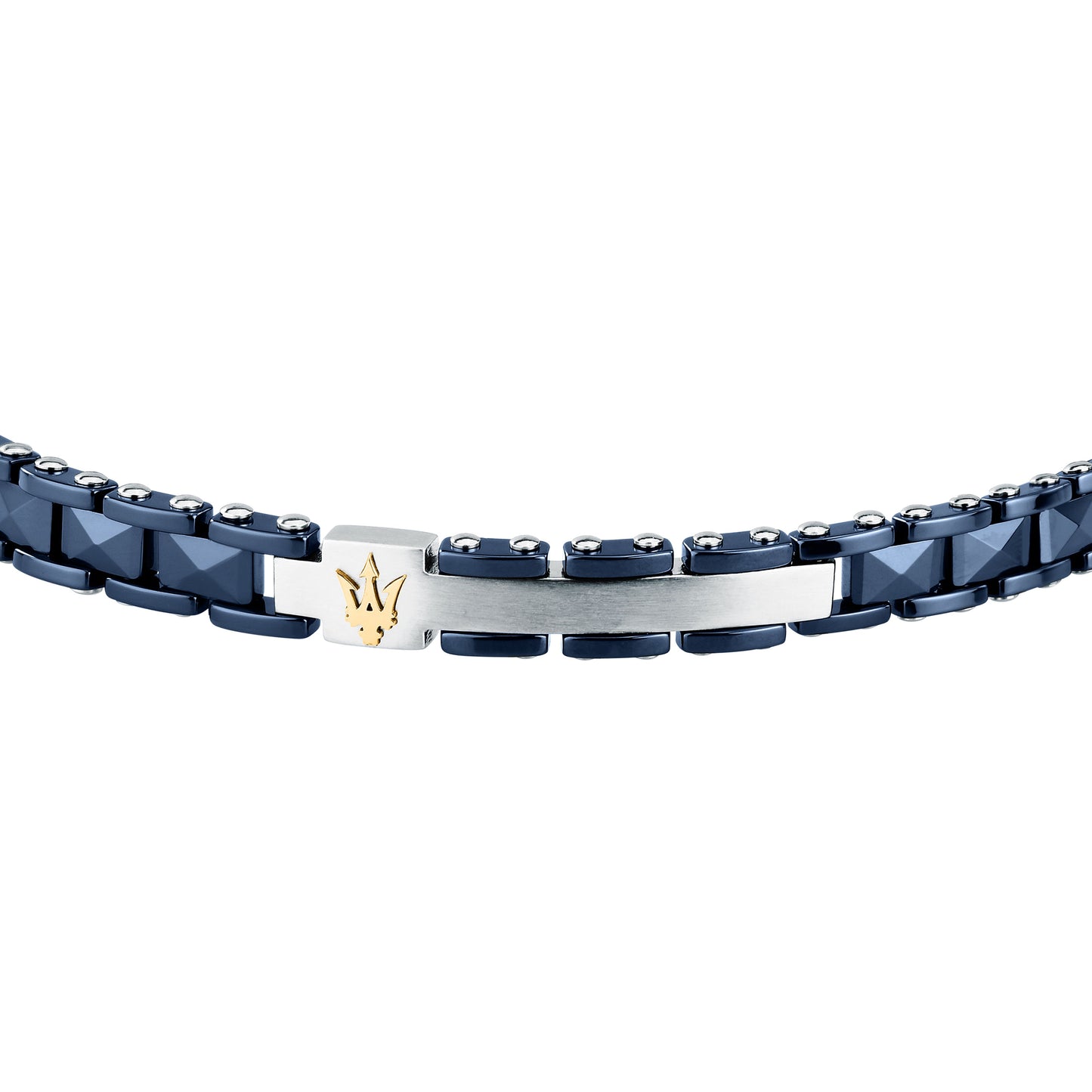 Bracciale Uomo Maserati Ceramic a Catena in Acciaio e Ceramica Blu con Tridente Gold JM426ATZ96 - Maserati