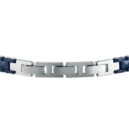 Bracciale Uomo Maserati Ceramic a Catena in Acciaio e Ceramica Blu con Tridente Gold JM426ATZ96