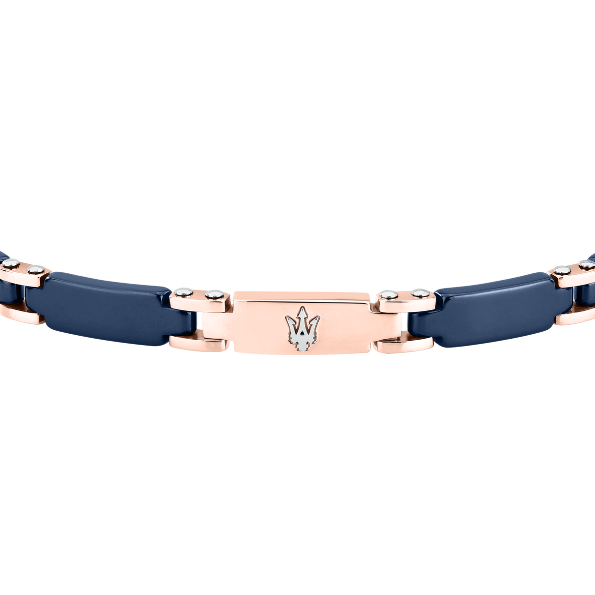 Bracciale Uomo Maserati Ceramic a Catena in Acciaio e Ceramica Blu con Dettagli Rose Gold JM426ATZ99 - Maserati