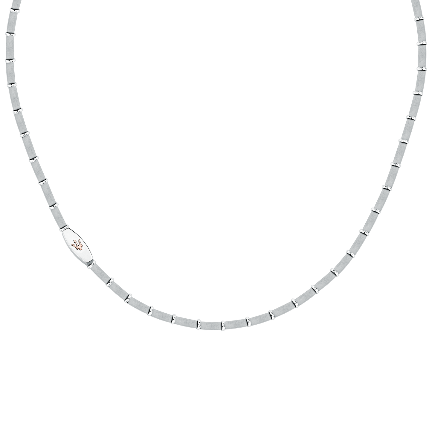 Collana Uomo Maserati Titanium a Catena in Acciaio Silver con Dettaglio Rose Gold JM426AXF01 - Maserati