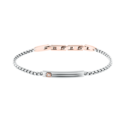 Bracciale Uomo Maserati Titanium in Titanio e Acciaio Silver con Dettaglio Rose Gold e Diamante Lab-Grown JM426AXF04
