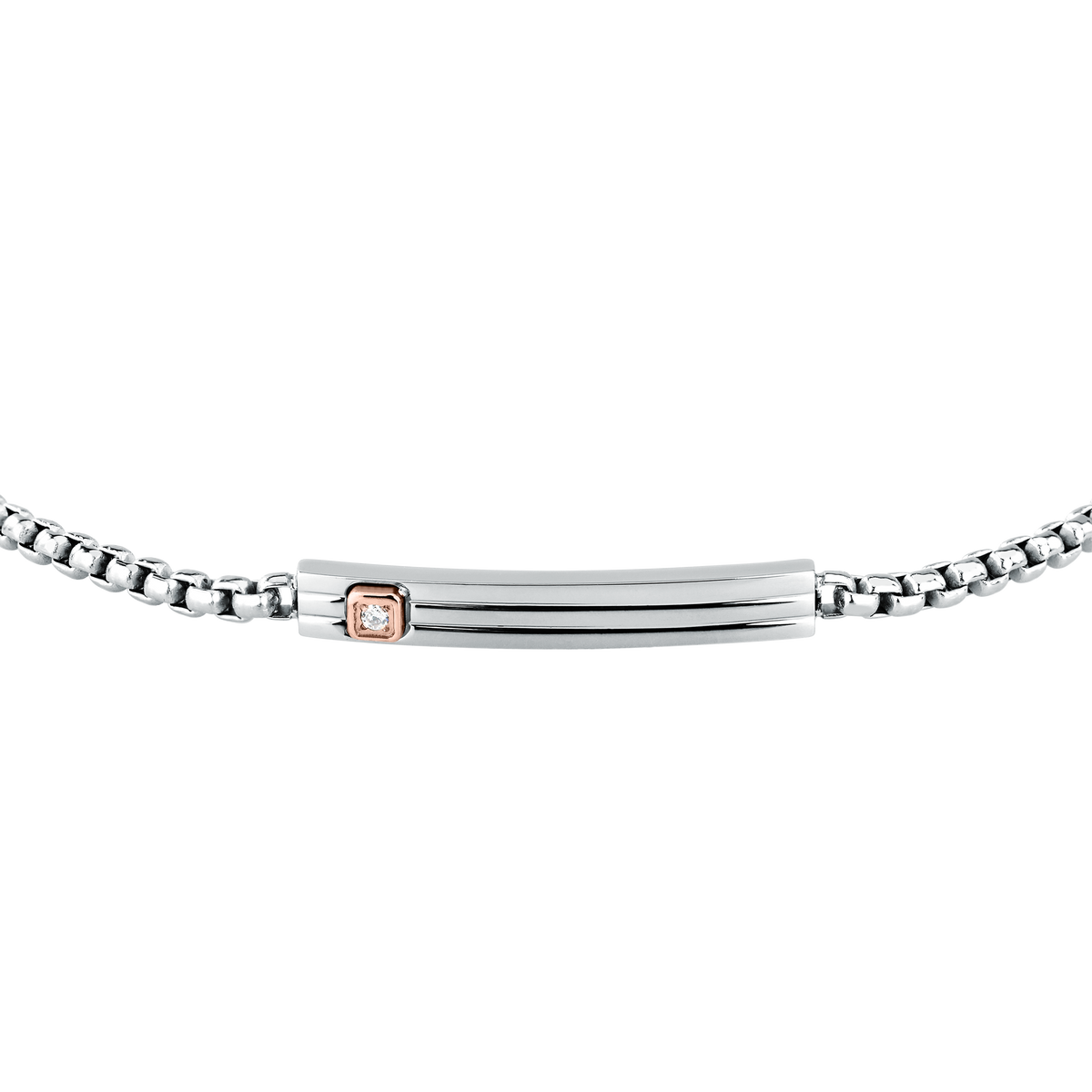 Bracciale Uomo Maserati Titanium in Titanio e Acciaio Silver con Dettaglio Rose Gold e Diamante Lab-Grown JM426AXF04 - Maserati
