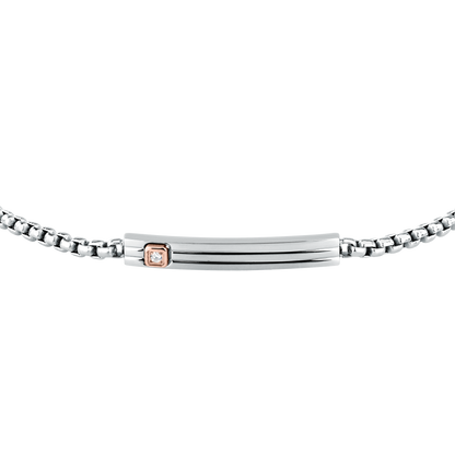Bracciale Uomo Maserati Titanium in Titanio e Acciaio Silver con Dettaglio Rose Gold e Diamante Lab-Grown JM426AXF04