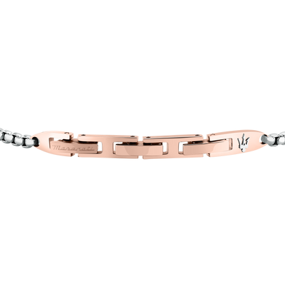 Bracciale Uomo Maserati Titanium in Titanio e Acciaio Silver con Dettaglio Rose Gold e Diamante Lab-Grown JM426AXF04