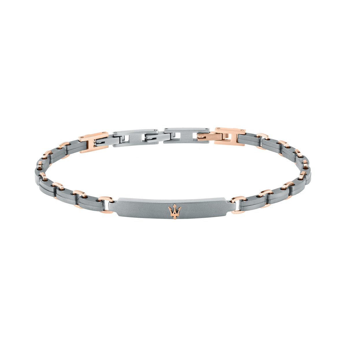 Bracciale Uomo Maserati Titanium a Catena in Acciaio Grigio con Dettagli Rose Gold JM426AXF05 - Maserati