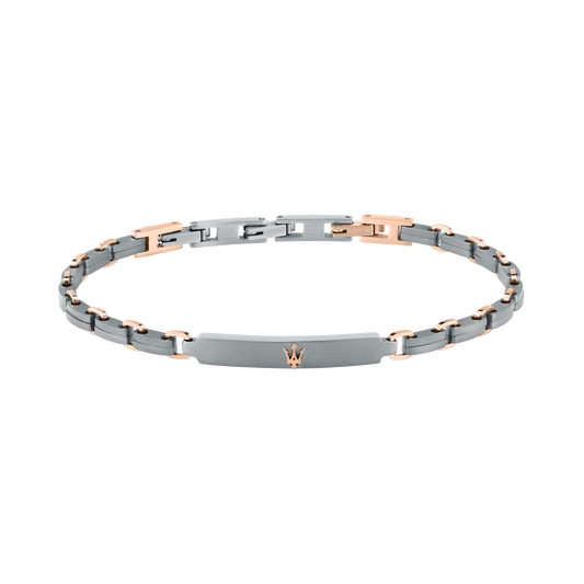 Bracciale Uomo Maserati Titanium a Catena in Acciaio Grigio con Dettagli Rose Gold JM426AXF05 - Arena Gioielli - Maserati