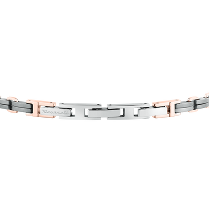 Bracciale Uomo Maserati Titanium a Catena in Acciaio Grigio con Dettagli Rose Gold JM426AXF05