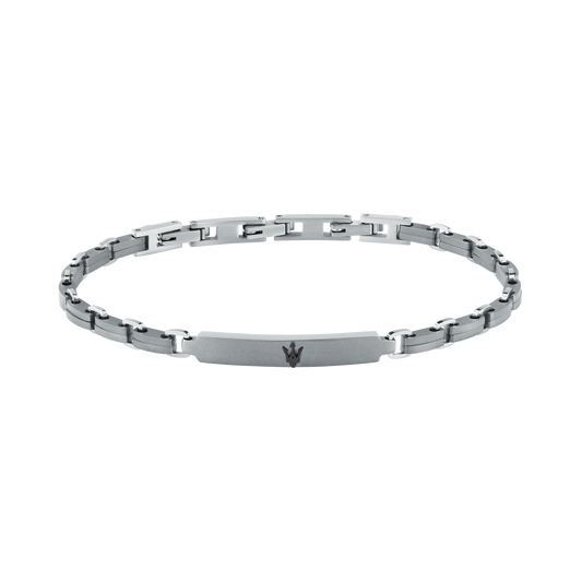 Bracciale Uomo Maserati Titanium a Catena in Titanio e Acciaio Silver con Tridente Centrale JM426AXF06 - Arena Gioielli - Maserati