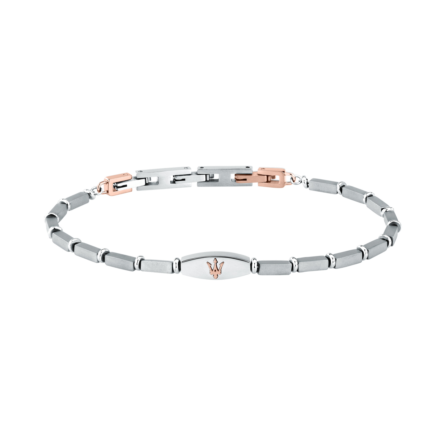 Bracciale Uomo Maserati Titanium a Catena in Acciaio Silver con Dettaglio Rose Gold JM426AXF07 - Maserati