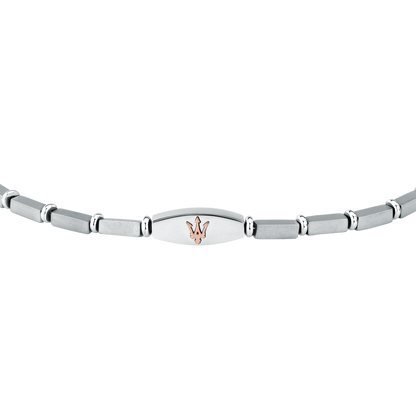 Bracciale Uomo Maserati Titanium a Catena in Acciaio Silver con Dettaglio Rose Gold JM426AXF07