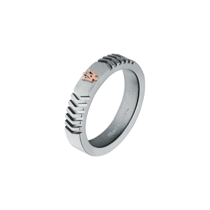 Anello Uomo Maserati Titanium in Titanio Grigio con Dettaglio Rose Gold JM426AXF100