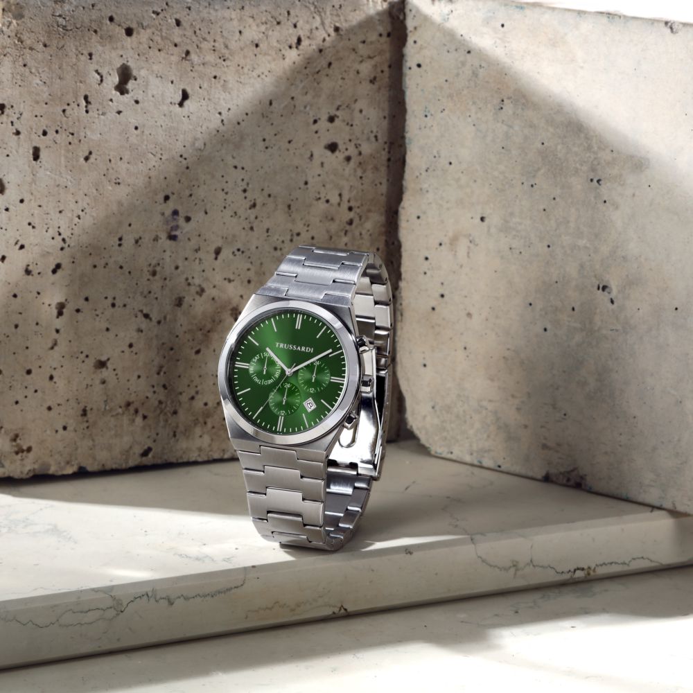 Orologio Uomo Trussardi T-Milano Multifunzione Acciaio Quadrante Verde R2453175010 - Trussardi