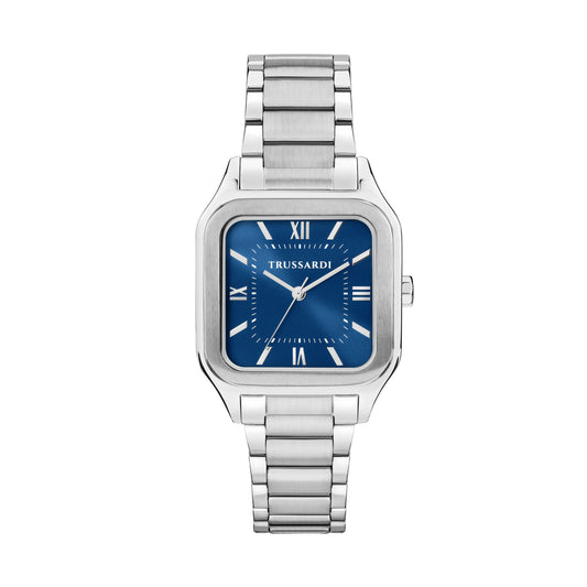 Orologio Uomo Trussardi T-Quadro Solo Tempo in Acciaio Silver con Quadrante Blu R2453178001 - Trussardi