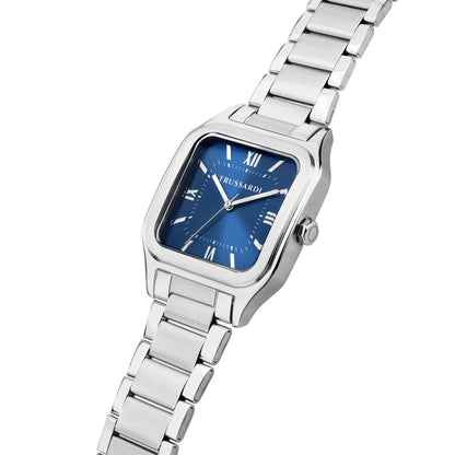 Orologio Uomo Trussardi T-Quadro Solo Tempo in Acciaio Silver con Quadrante Blu R2453178001