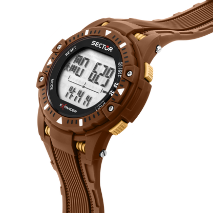 Orologio Digitale Uomo Sector Ex-54 Cinturino Poliuretano Marrone R3251353001
