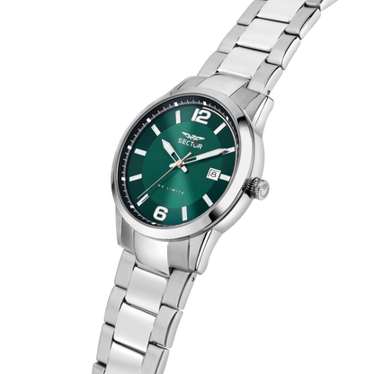 Orologio Uomo Sector 660 Solo Tempo in Acciaio Silver con Quadrante Verde R3253517034
