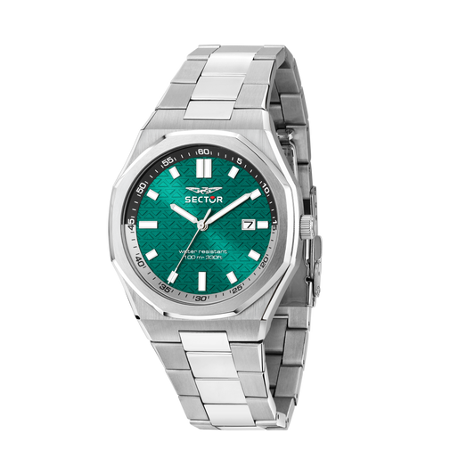 Orologio Uomo Sector OTTO150 Solo Tempo in Acciaio Silver con Quadrante Verde R3253550003 - Sector