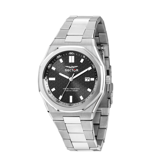 Orologio Uomo Sector OTTO150 Solo Tempo in Acciaio Silver con Quadrante Nero R3253550004 - Sector