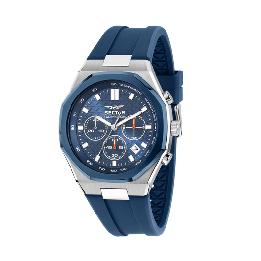 Orologio Uomo Sector OTTO150 Cronografo in Acciaio Silver e Silicone Blu R3271650001 - Sector