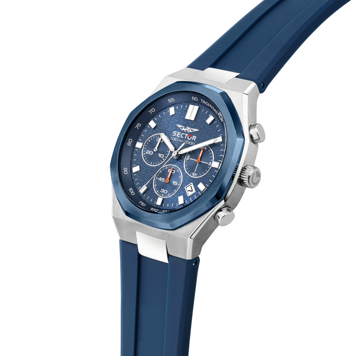 Orologio Uomo Sector OTTO150 Cronografo in Acciaio Silver e Silicone Blu R3271650001 - Arena Gioielli - Sector