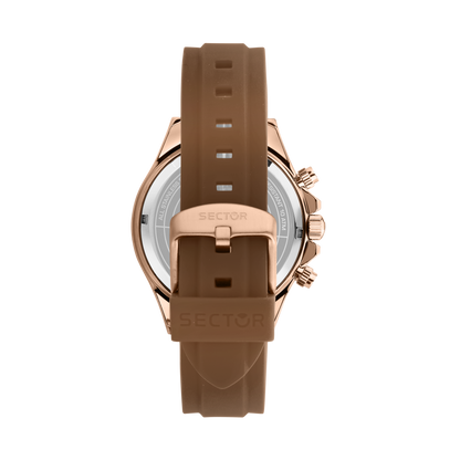 Orologio Uomo Sector 230 Cronografo in Acciaio Rose-Gold e Silicone Marrone R3271661034
