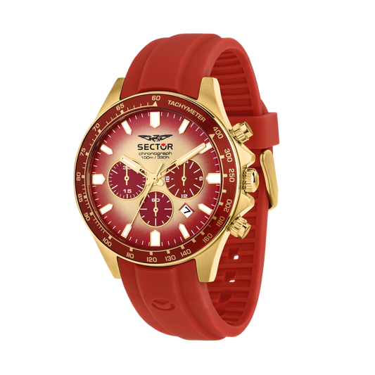 Orologio Uomo Sector 230 Cronografo in Acciaio Gold e Silicone Rosso R3271661035 - Sector
