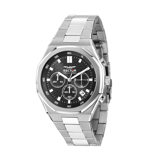Orologio Uomo Sector OTTO150 Cronografo in Acciaio Silver con Quadrante Nero R3273650003 - Sector