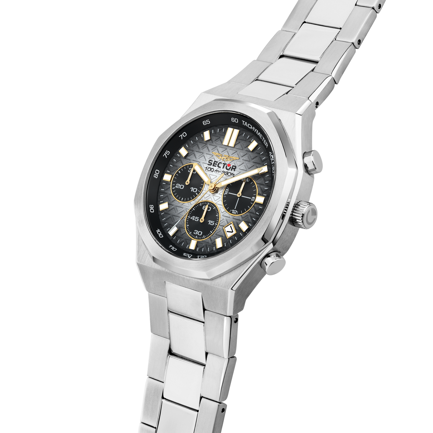 Orologio Uomo Sector OTTO150 Cronografo in Acciaio Silver con Quadrante Grigio Sfumato e Dettagli Gold R3273650006 - Sector