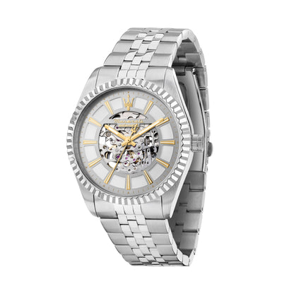 Orologio Uomo Maserati Competizione Automatico Skeleton in Acciaio Silver con Dettagli Gold R8823100007