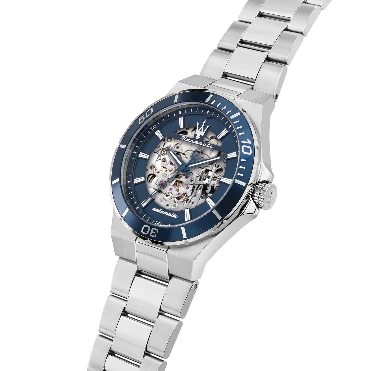 Orologio Uomo Maserati Sfida Automatico Skeleton in Acciaio Silver con Quadrante Blu R8823140019 - Maserati