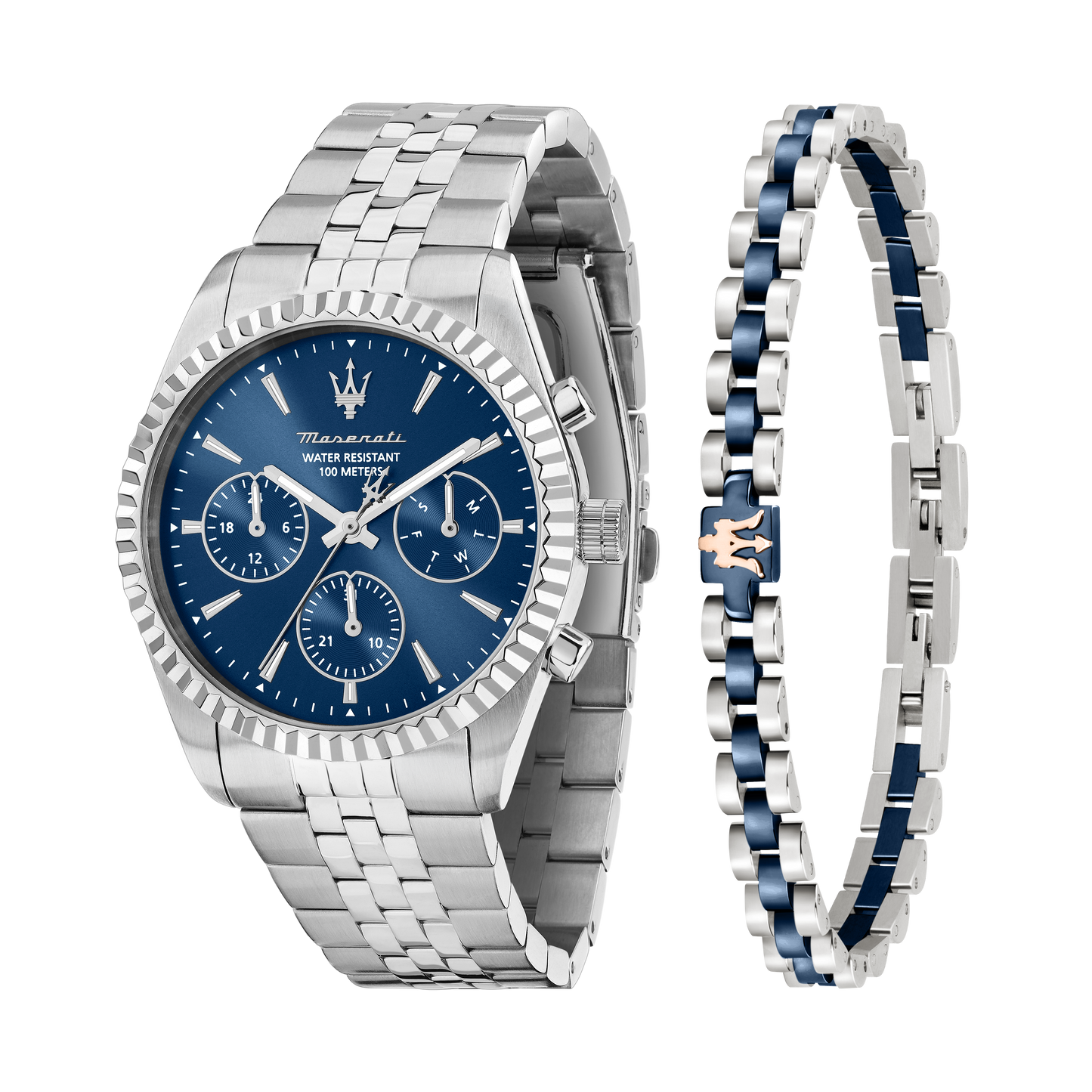Orologio Uomo Maserati Competizione Multifunzione in Acciaio Silver con Quadrante Blu e Bracciale R8853100048 - Maserati