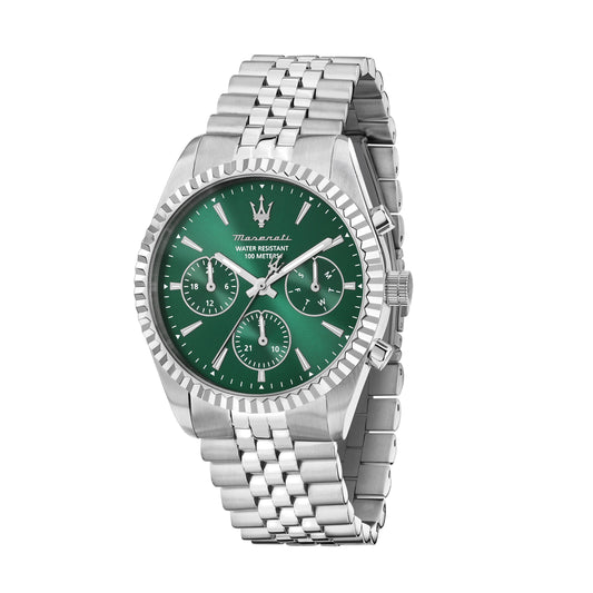 Orologio Uomo Maserati Competizione Multifunzione in Acciaio con Quadrante Verde R8853100052 - Arena Gioielli - Maserati