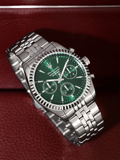 Orologio Uomo Maserati Competizione Multifunzione in Acciaio con Quadrante Verde R8853100052