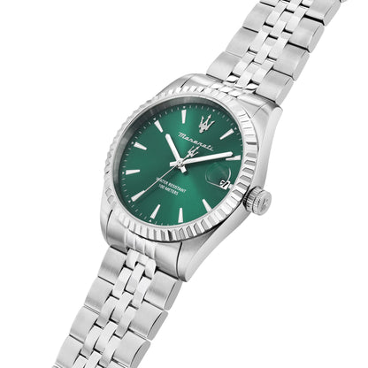Orologio Uomo Maserati Competizione Solo Tempo in Acciaio Silver con Quadrante Verde R8853100057