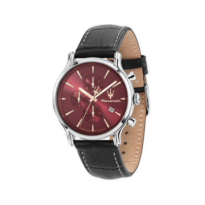 Orologio Uomo Maserati Epoca Cronografo in Acciaio Silver e Pelle Nera R8871618021